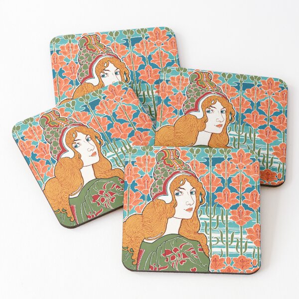 Item preview, Vintage Lady illustration. Red Hair. Green Dress. Flowers. designed and sold by Shoot-The-Moon.