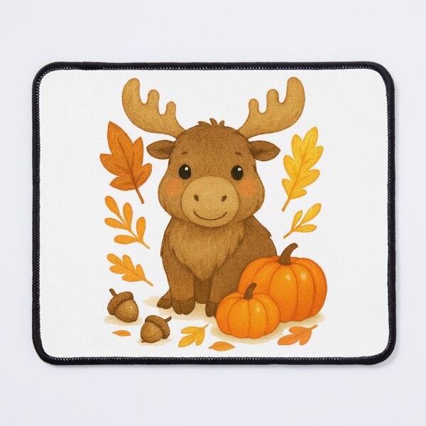 Item preview, Cute Elk autumn pumpkins illustration designed and sold by BigBlueArt.