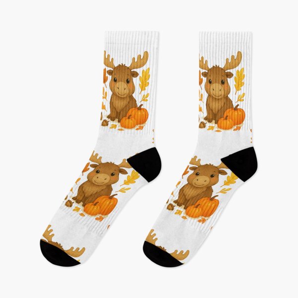 Item preview, Cute Elk autumn pumpkins illustration designed and sold by BigBlueArt.