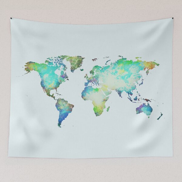 Item preview, World map silhouette with stain colours designed and sold by AlbertoRuiZ.