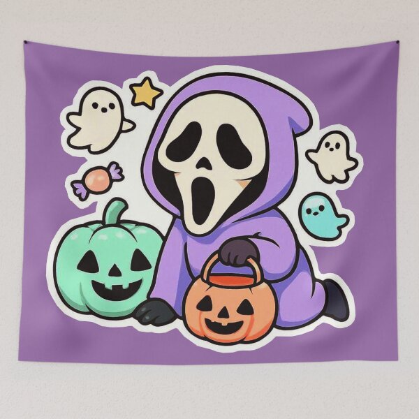 Item preview, ghostface chibi cute mask print halloween  designed and sold by forestgrump.