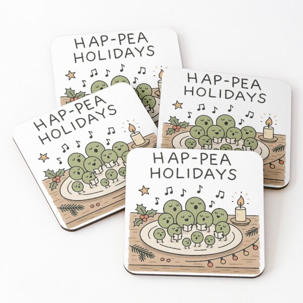 Item preview, Hap-Pea Holidays – Funny Christmas Vegetable Pun designed and sold by gogopachinko.