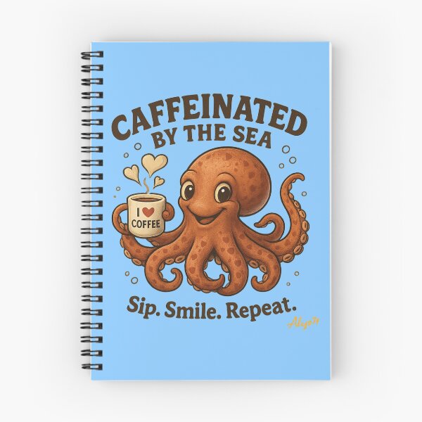 Item preview, Caffeinated by the Sea – Cute Coffee Octopus Design designed and sold by alizo74.