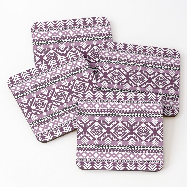 Item preview, Ethnic Geometric Pattern Seamless Vector Background with Violet and White Colors - Traditional Tribal Fabric Design designed and sold by DesignByNui.