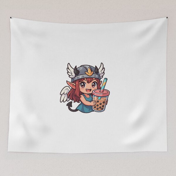 Item preview, Chibi Demon Valkyrie with Bubble Tea designed and sold by NorseDrip.