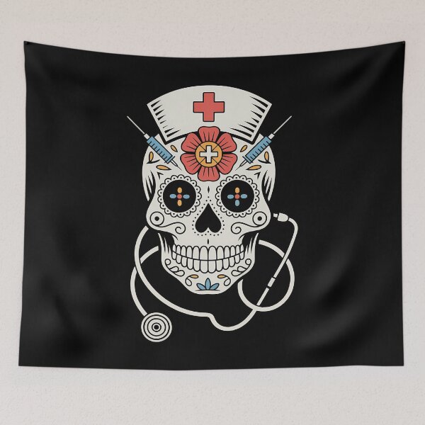 Item preview, Nurse Sugar Skull Stethoscope RN Medical Halloween designed and sold by petrichorsworld.