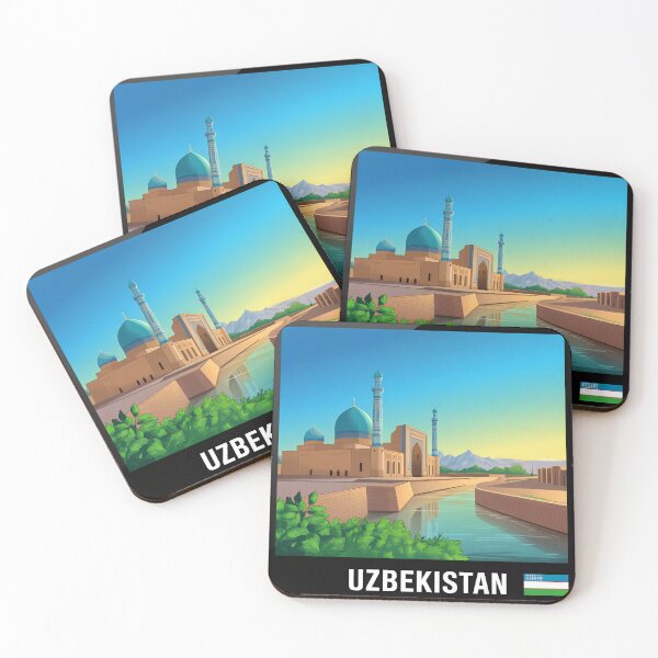Item preview, Uzbekistan Travel — Scenic Mosque Reflection with Mountains and Sunset Sky designed and sold by VividOrganica.
