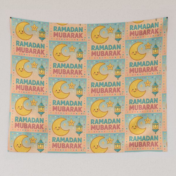 Item preview, Ramadan Mubarak Greeting Card (V.3) -Cute Lantern Moon and Star Design designed and sold by D-Islamic.