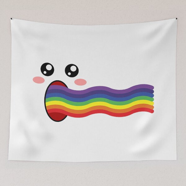 Item preview, Cute kawaii blushing blowing rainbow face designed and sold by BlushyPrint.
