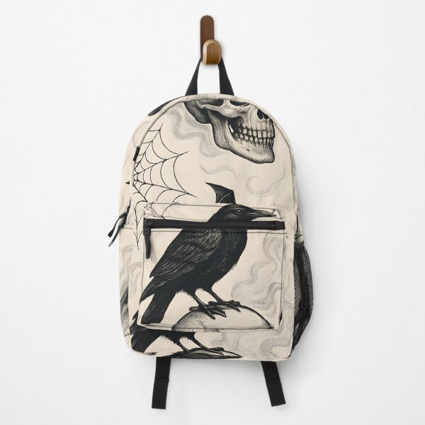 Item preview, Gothic Raven and Skull Pattern | Dark Halloween Vintage Design designed and sold by AstroGlamStudio.