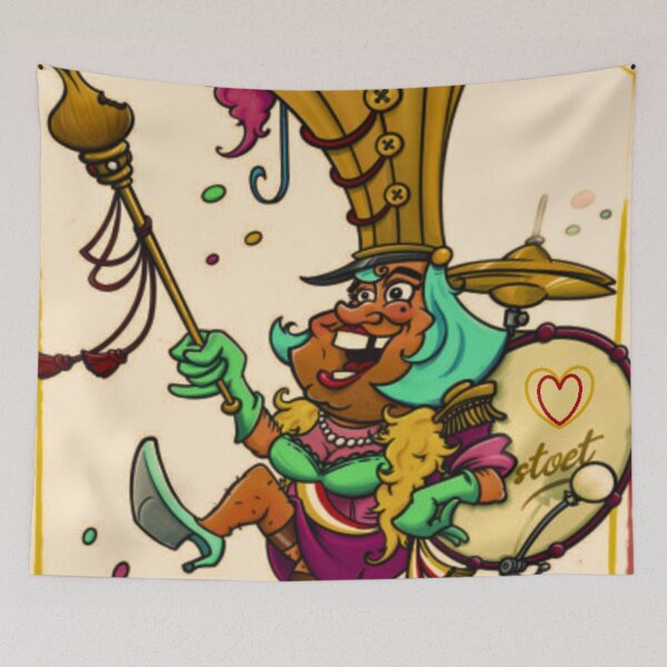 Item preview, Aalst Carnaval - Festive Carnival Jester Playing Drums With Colorful Costume and Confetti designed and sold by CreativeWorld96.