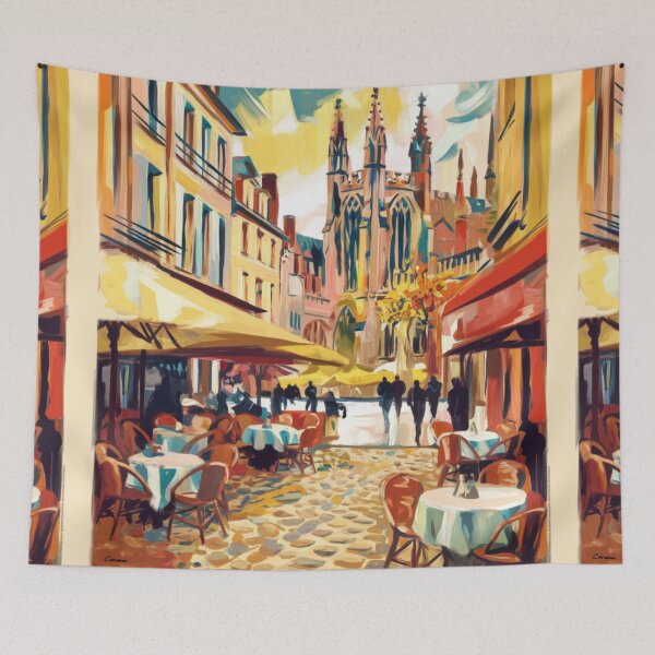 Item preview, Dijon France Café Cityscape | Vibrant French Travel Poster designed and sold by CARRAANN.