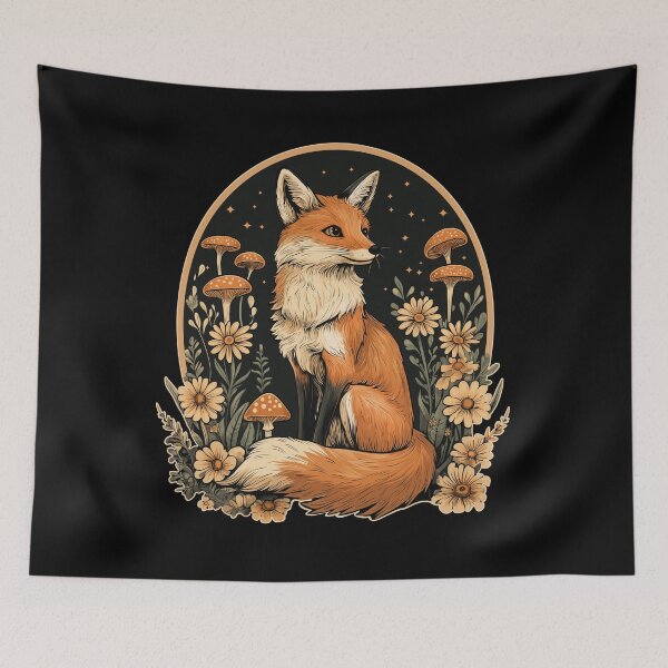 Item preview, Fox with mushrooms and flowers designed and sold by Fran Fryberg.