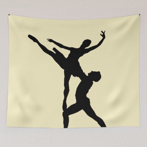 Item preview, Silhouette Of Two People Performing A Dynamic Partner Lift In Mid-Air Pose - Ballet designed and sold by CreativeWorld96.