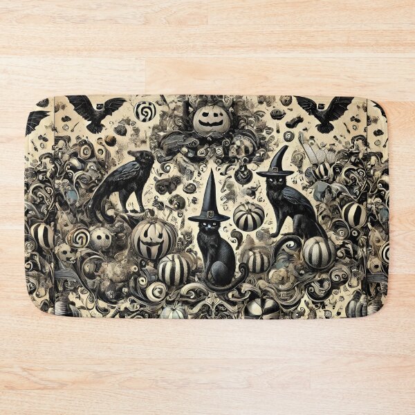 Item preview, Vintage Halloween Pattern, Black Cats, Pumpkins & Crows, Gothic Witchcore Autumn Design designed and sold by NancyzKreations.