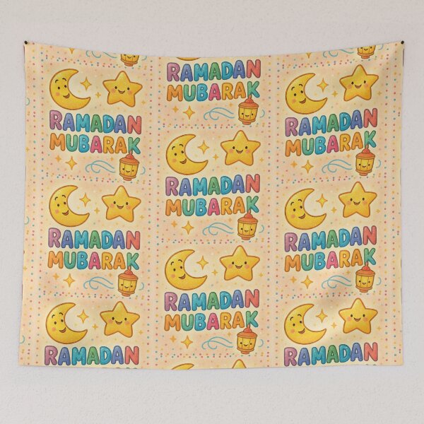 Item preview, Ramadan Mubarak Greeting Card (V.4) -Cute Lantern Moon and Star Design designed and sold by D-Islamic.