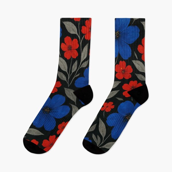 Item preview, Bold Red and Blue Floral Seamless Pattern designed and sold by champkppwc.