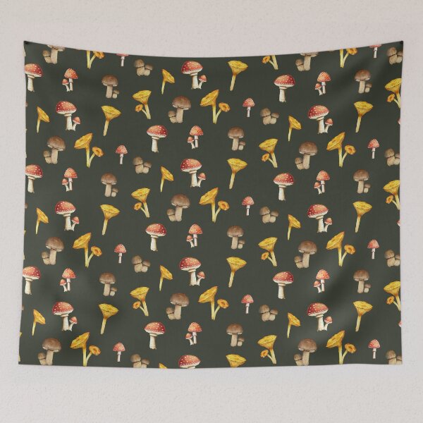 Item preview, Watercolor Mushrooms repeating pattern designed and sold by Tarot and Trinkets.
