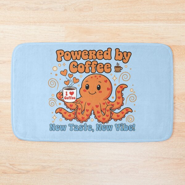 Item preview, Powered by Coffee – Cute Octopus with Heart Vibes designed and sold by alizo74.