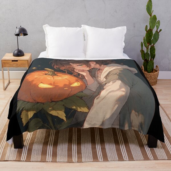 Item preview, Anime girl and pumpkin creature Halloween designed and sold by ArtsJulian.