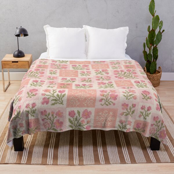 Item preview, Pink Floral Cross Stitch Seamless Pattern Background designed and sold by champkppwc.