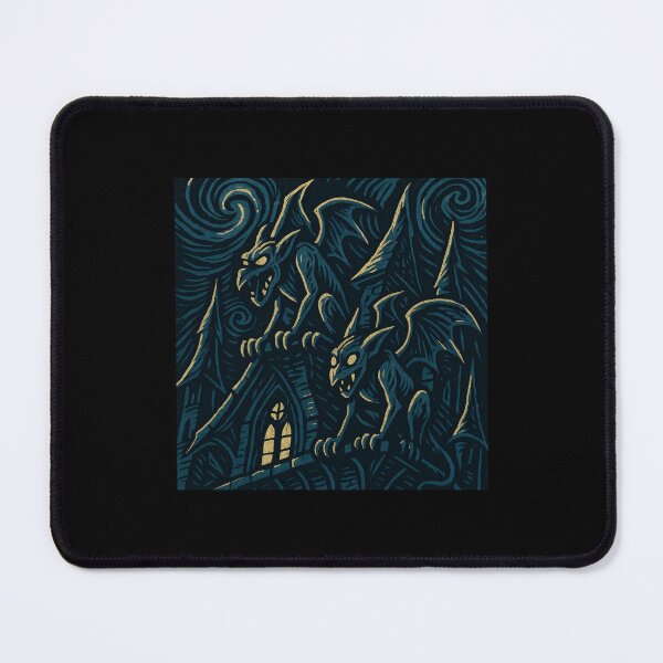 Item preview, Castlecore – Gargoyles on the Rooftops – Woodcut Illustration • Vintage Print Aesthetic designed and sold by JacobKAurumhead.