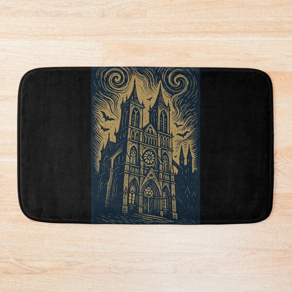 Item preview, Castlecore – Gothic Cathedral at Night – Woodcut Illustration • Vintage Print Aesthetic designed and sold by JacobKAurumhead.