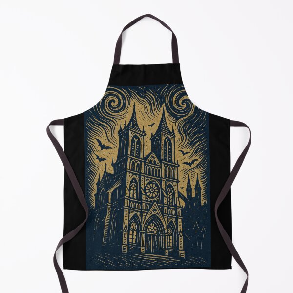 Item preview, Castlecore – Gothic Cathedral at Night – Woodcut Illustration • Vintage Print Aesthetic designed and sold by JacobKAurumhead.