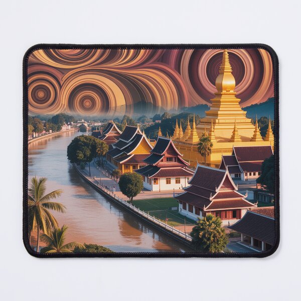 Item preview, Сityscape of Luang Prabang.  designed and sold by Lilashakti ⭐️ ⭐️ ⭐️ ⭐️ ⭐️.