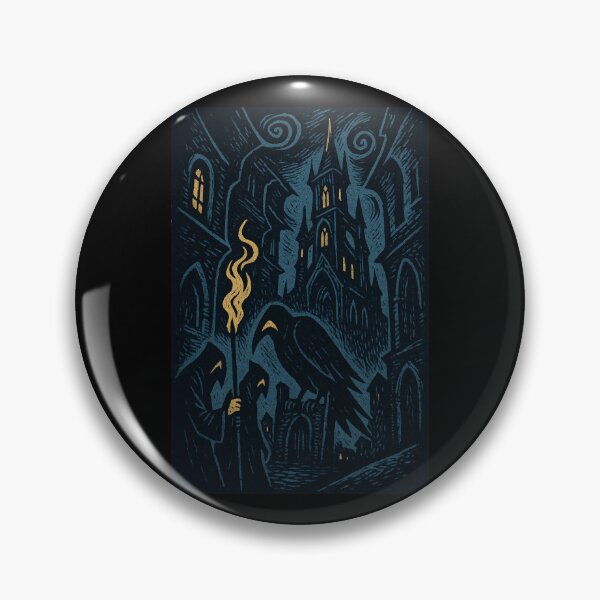 Item preview, Castlecore – Raven Alley Vigil – Woodcut Illustration • Vintage Print Aesthetic designed and sold by JacobKAurumhead.