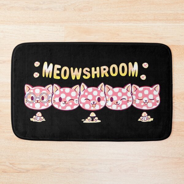 Item preview, Meowshroom Kawaii Cat Mushroom Pink Polka‑Dot Kitty Faces designed and sold by creativerooney.