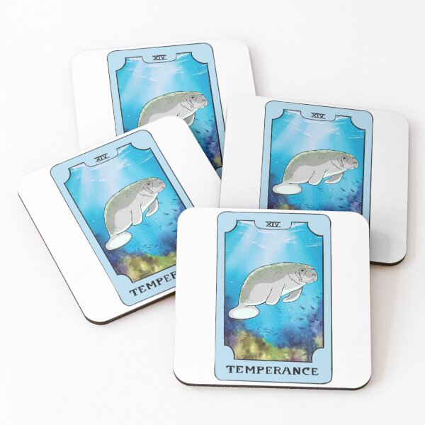 Item preview, Temperance - Manatee Tarot Card designed and sold by Tropes & Treadmills.