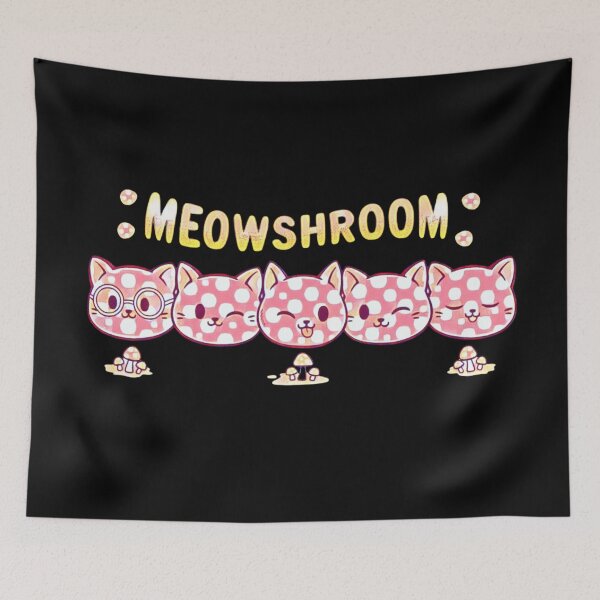 Item preview, Meowshroom Kawaii Cat Mushroom Pink Polka‑Dot Kitty Faces designed and sold by creativerooney.