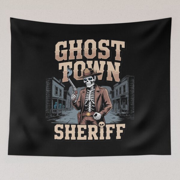 Item preview, skeleton cowboy - western skeleton - cowboy skull - ghost cowboy - spooky cowboy - undead outlaw - dark western - cowboy bones - western gothic - skull illustration - desert bones - haunted saloon designed and sold by JansenGS.