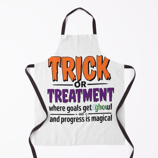 Item preview, Trick or Treatment — Where Goals Get Ghoulish and Progress Is Magical | Halloween Motivation Typography T‑Shirt designed and sold by GAIDREDA.