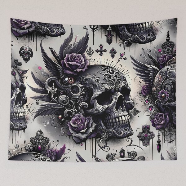 Item preview, Dark Gothic Skull Baroque Macabre Art Print designed and sold by PinUpPizzazz.