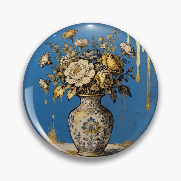 Item preview, Hand-Painted Delftware Vase with Floral Design – Elegant Blue & White Ceramic Flower Vase designed and sold by ldjcustomdesign.