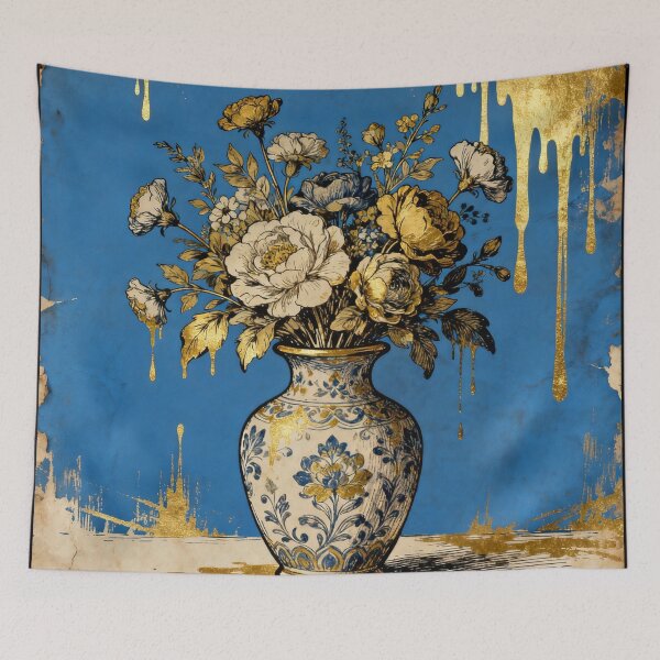 Item preview, Hand-Painted Delftware Vase with Floral Design – Elegant Blue & White Ceramic Flower Vase designed and sold by ldjcustomdesign.