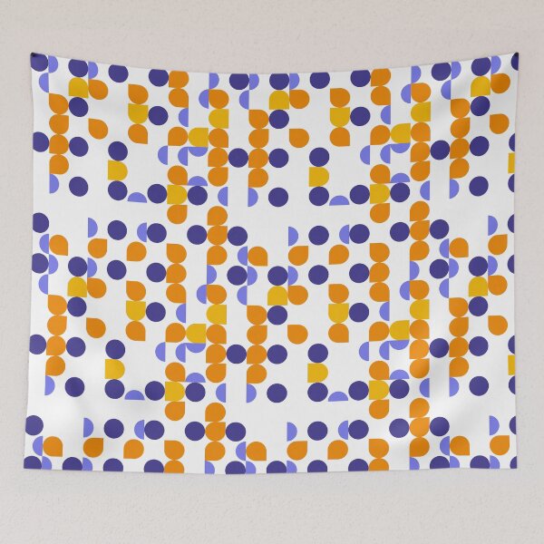 Item preview, “A geometric pattern of blue and green circles and squares, arranged with rhythmic repetition — a visual harmony between order and randomness.” designed and sold by LeGrizou.