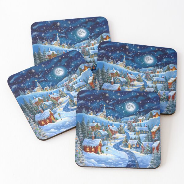 Item preview, Magical Winter Wonderland Village Under Moonlight designed and sold by MargaretWiktor.