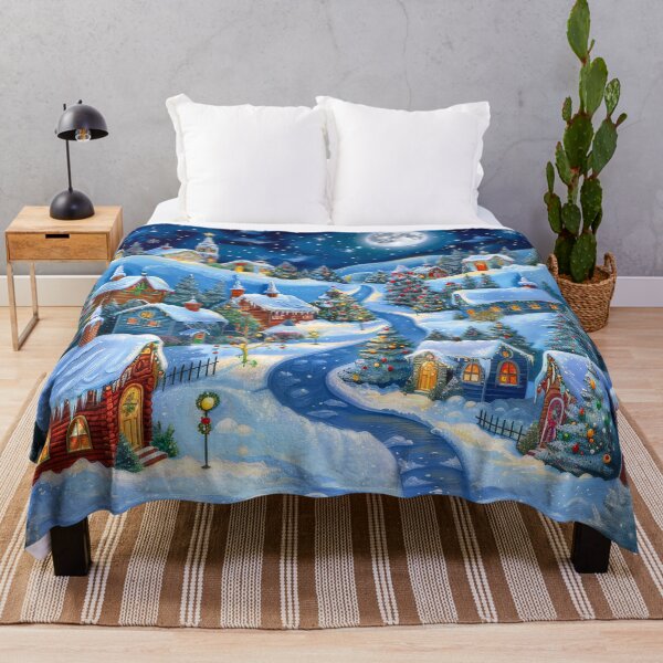 Item preview, Magical Winter Wonderland Village Under Moonlight designed and sold by MargaretWiktor.
