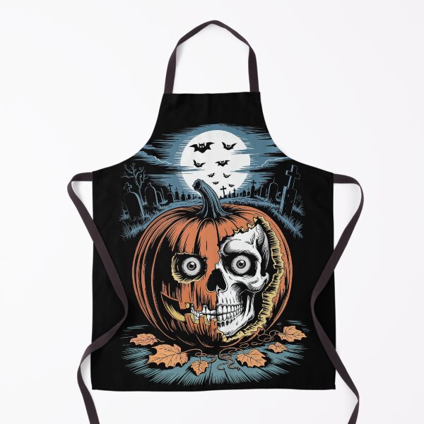 Item preview, Halloween Pumpkin with Skull Crack, Tombstones, and Bats designed and sold by PawDrama.