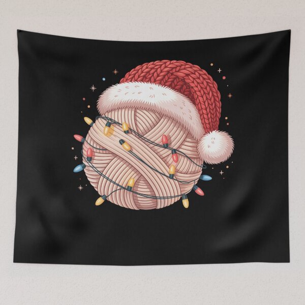 Item preview, Knitting Yarn Ball Christmas Lights Santa Hat Knitter Women designed and sold by clothesy7.