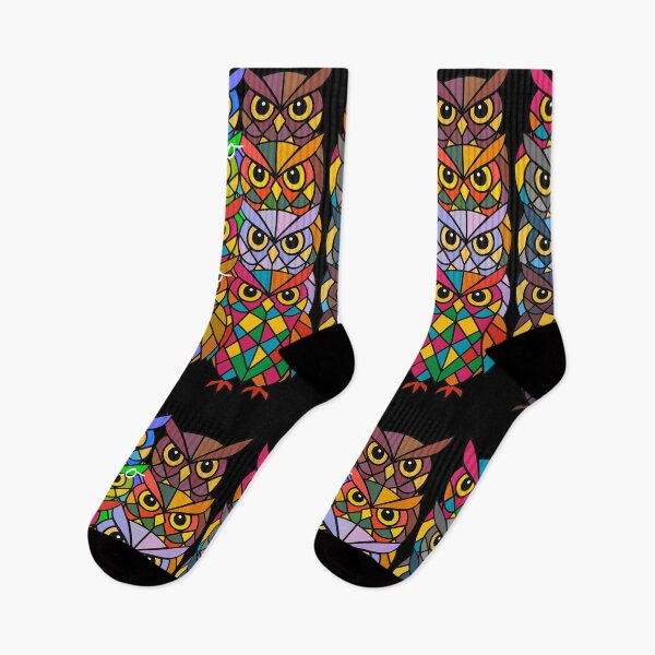 Item preview, Colorful Owls in Geometric Harmony designed and sold by LineArtNordic.
