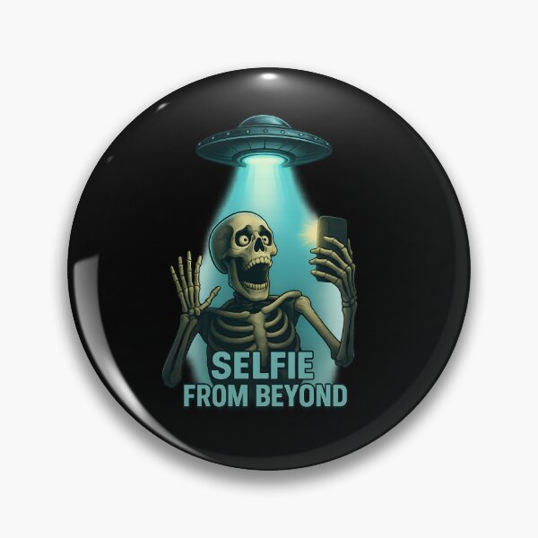 Item preview, Cosmic Selfie Encounter – Funny Skeleton Taking a Selfie Under UFO Light designed and sold by ArcadiaSilence.