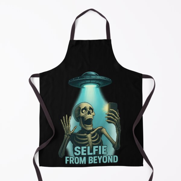 Item preview, Cosmic Selfie Encounter – Funny Skeleton Taking a Selfie Under UFO Light designed and sold by ArcadiaSilence.