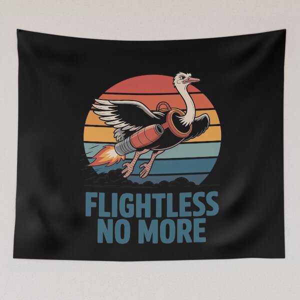Item preview, Flightless Bird Rocket Ostrich Retro designed and sold by k3rstman1.