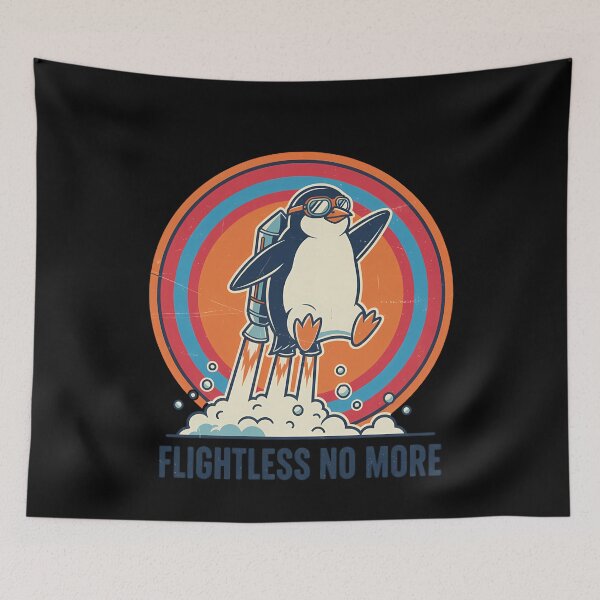 Item preview, Flightless Bird Jetpack Penguin Retro designed and sold by k3rstman1.