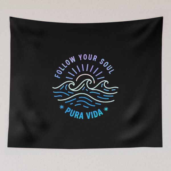 Item preview, FOLLOW YOUR SOUL - PURA VIDA  - Line Art Sketch - Neon Multi-color designed and sold by Big Bang Canvas.