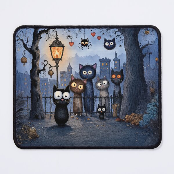 Item preview, Midnight Cat Gathering – Whimsical Night Scene designed and sold by Whimsical Hug.